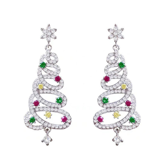 Christmas Tree Rhinestone Earrings
